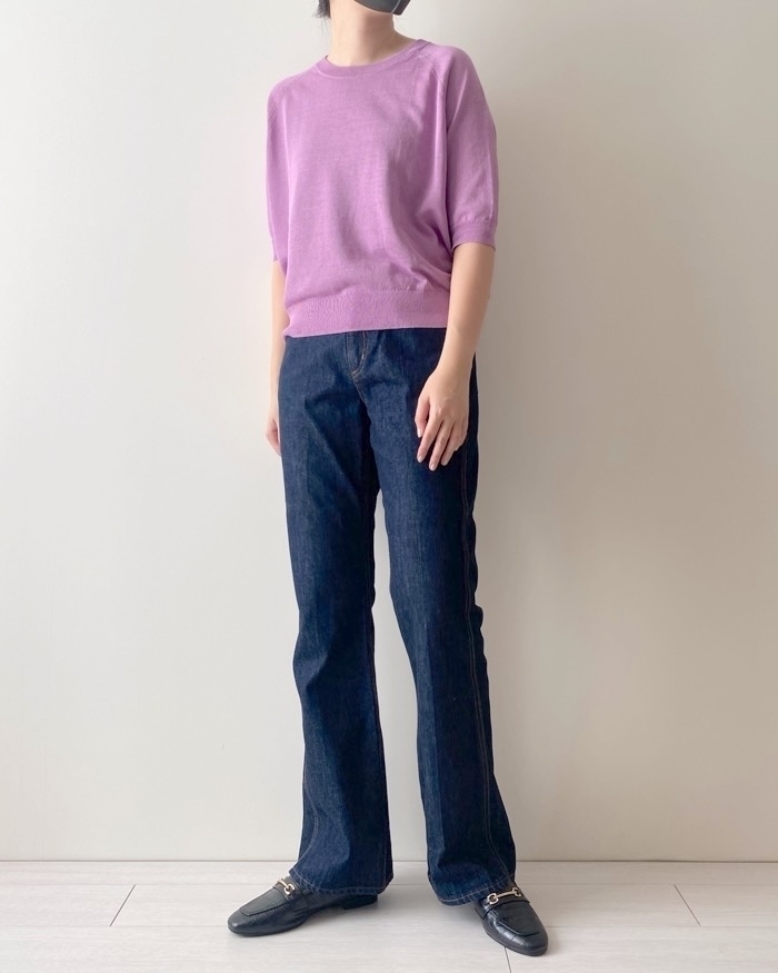 無印良品のおすすめファッションアイテム「婦人UVカットヘンプ混クルーネック五分袖セーター」