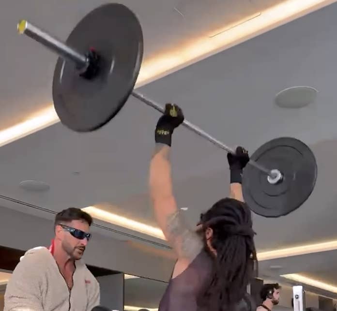 Screenshot from Lenny Kravitz's workout video