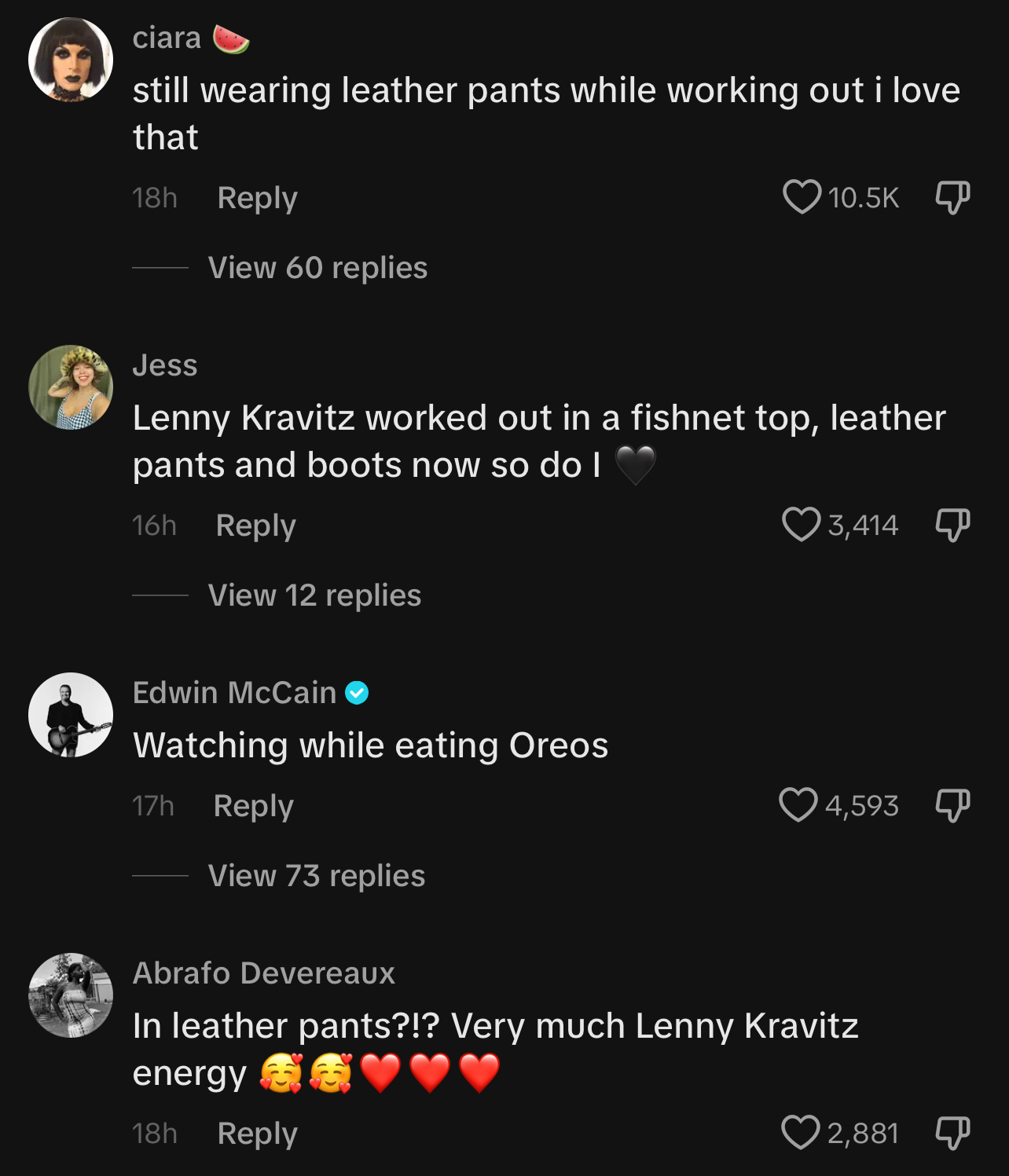 User comments on a social media post discussing fashion choices, with references to celebrities and playful emojis