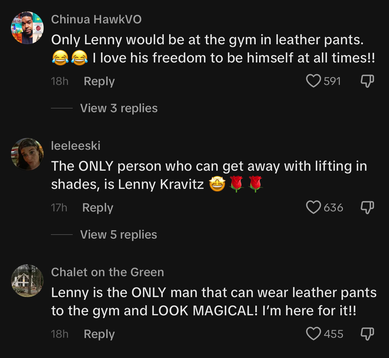Screenshot of social media comments praising a person&#x27;s unique style at the gym, highlighting their individuality and magical look