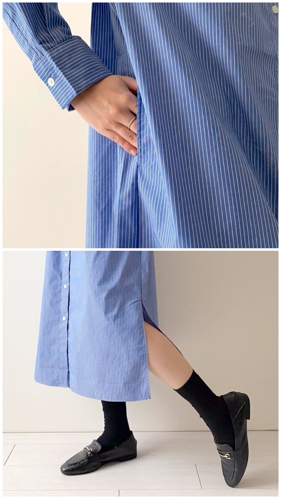 無印良品のおすすめファッション「婦人 シワになりにくい ブロードスタンドカラー長袖ワンピース」