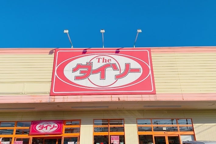 店舗の正面にある大きな「ザ・ダイソー」の看板。