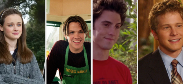 Four TV characters: Rory Gilmore, Dean Forester, Jess Mariano, and Logan Huntzberger from "Gilmore Girls."