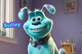 Sulley from Monsters, Inc. as a dog