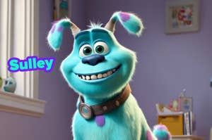 Sulley from Monsters, Inc. as a dog