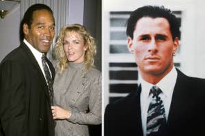 Two side-by-side photos: one of a man and woman posing together, and one of a man in a suit