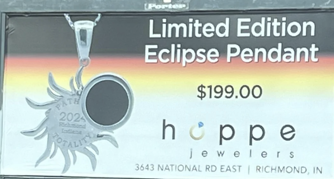 Advertisement for a Limited Edition Eclipse Pendant priced at $199 from Hoppe Jewelers