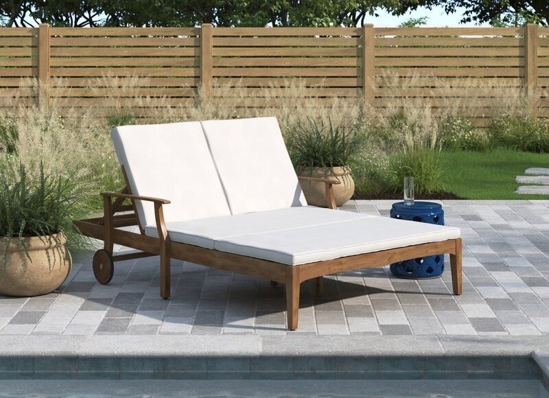 white double chaise on patio