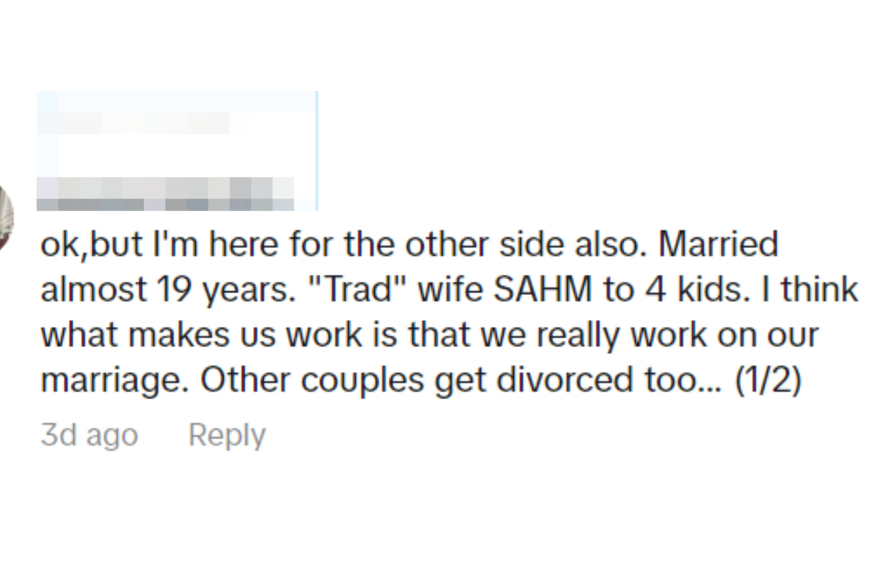 Social media comment discussing marriage and the importance of working on the relationship
