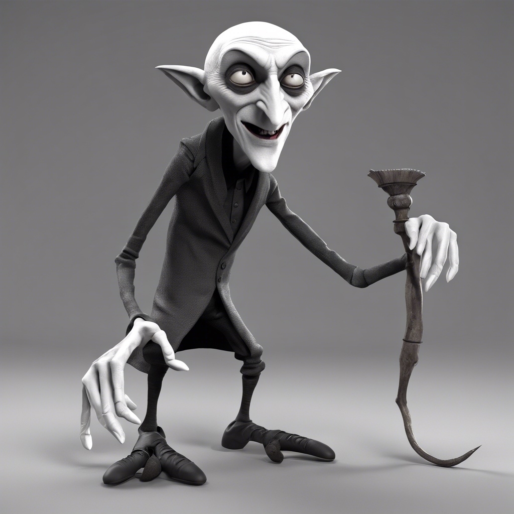 Animated character resembling an elderly man with pointy ears and a cane from a children&#x27;s movie