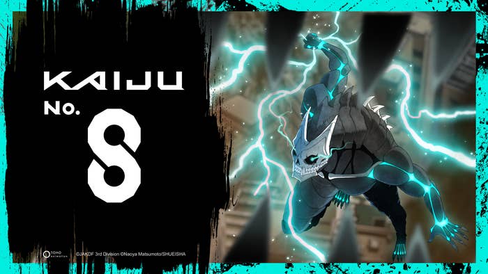 Personaje de anime, Kaiju No. 8, con efectos de energía