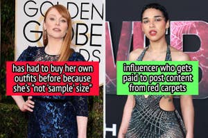 Bryce Dallas Howard has had to buy her own outfits because she isn't "sample size," and influencer Amanda Castrillo gets paid to post content from red carpets