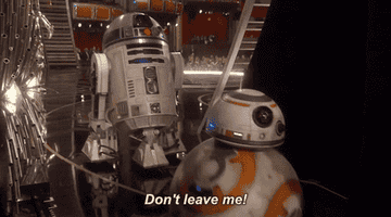 Two droids from Star Wars, R2-D2 and BB-8, appear together in a scene