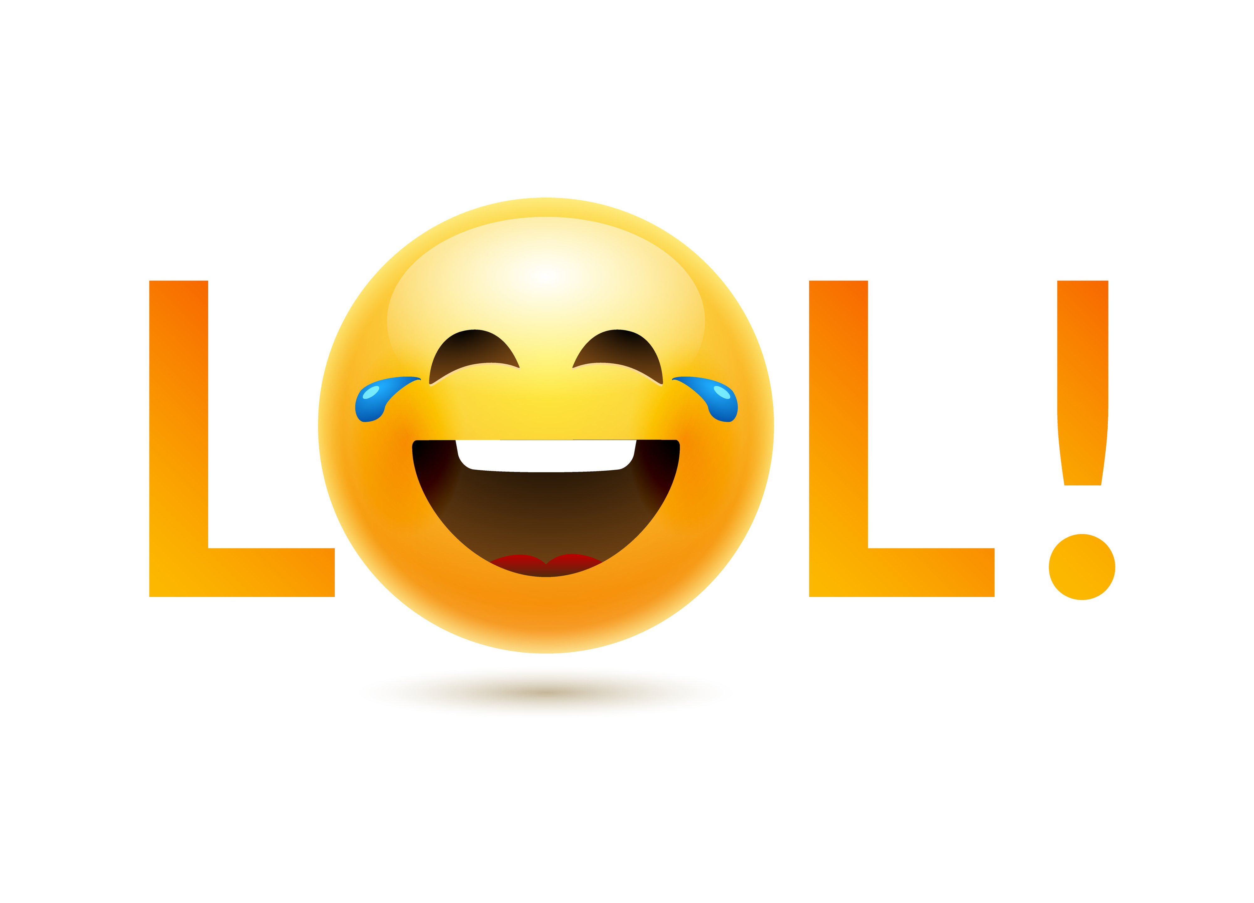 Laughing emoji with tears and the text &quot;LOL!&quot; indicating something funny on the internet