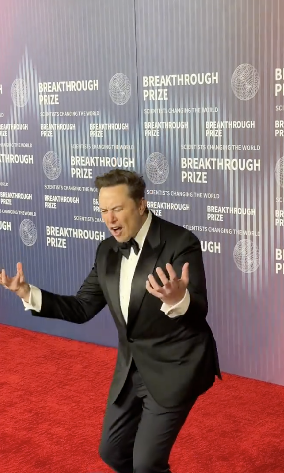 Elon Musk posing on the red carpet