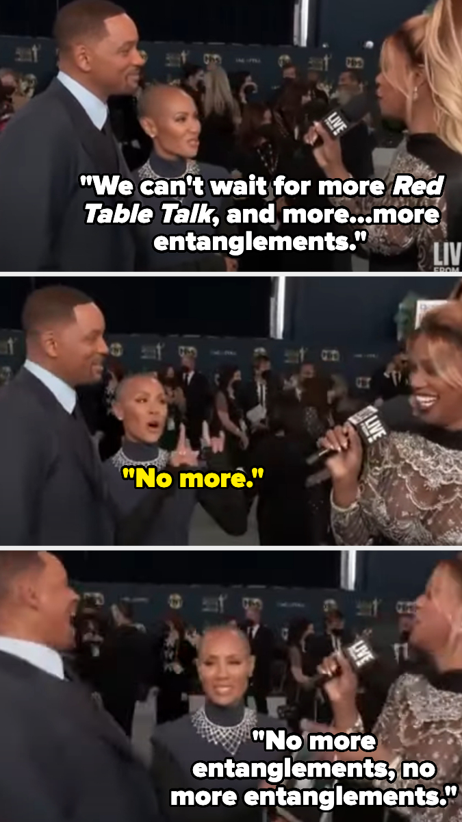 Will Smith and Jada Pinkett Smith laugh after lavern asks about more entanglements being discussed on red table talk