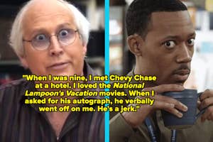 Chevy Chase in "Community;" Tyler James Williams on "Abbott Elementary"
