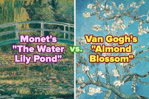Comparison of Monet's "The Water Lily Pond" and Van Gogh's "Almond Blossom" artworks
