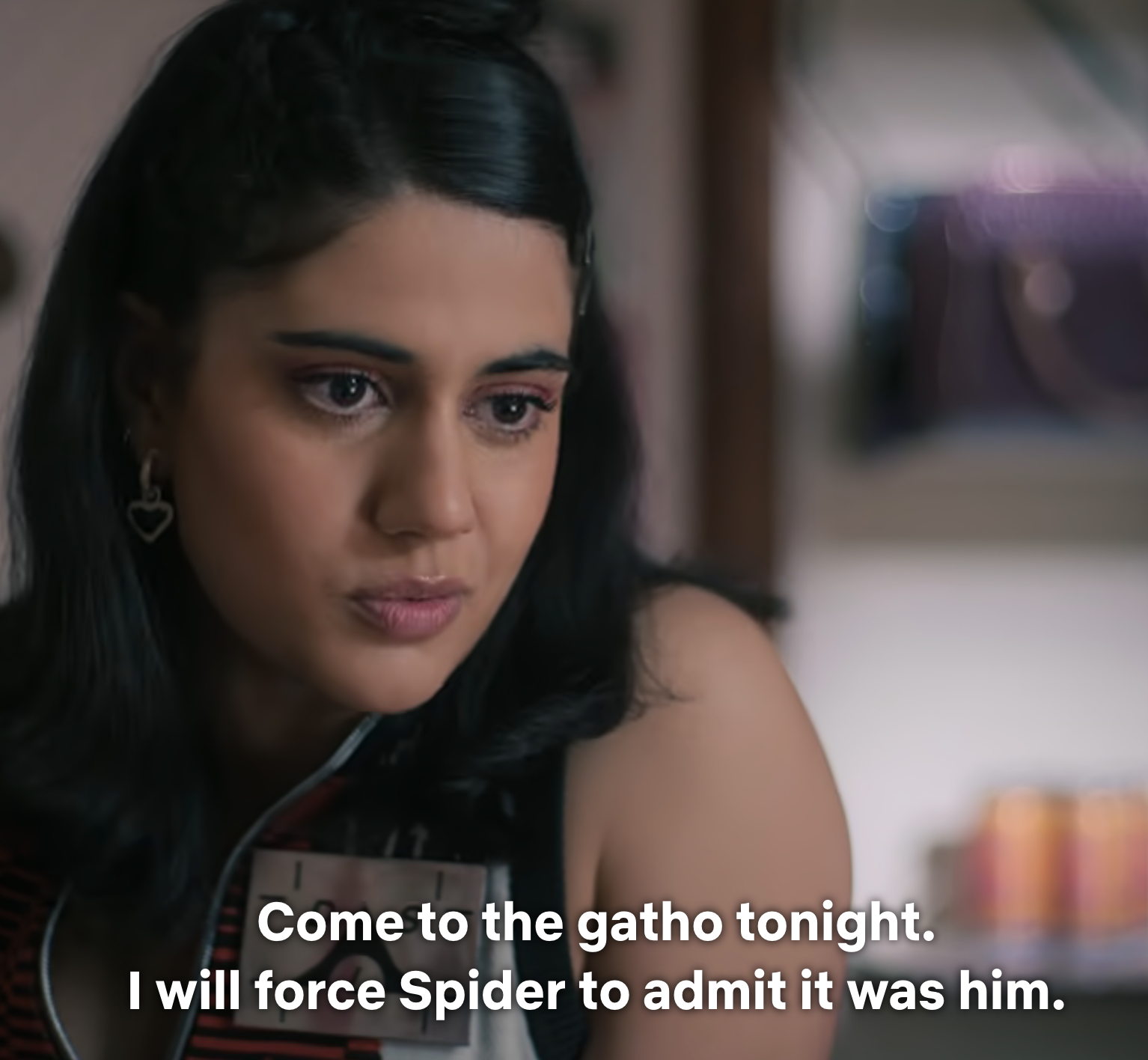 TV show character with concerned expression, text overlay: &quot;Come to the gatho tonight. I will force Spider to admit it was him.&quot;