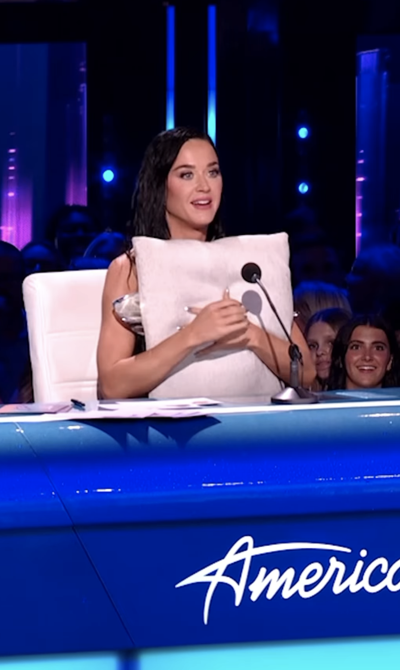 Katy Perry on &quot;American Idol&quot; holding a pillow