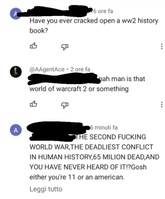 Screenshot of a social media conversation discussing a World War 2 history book