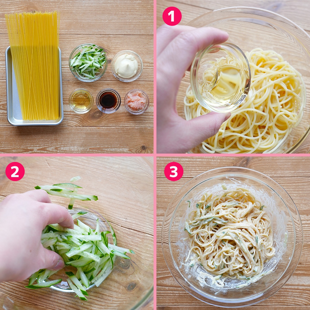 コンビニ超えた】混ぜるだけ！明太サラダパスタ レシピ・作り方｜Tasty