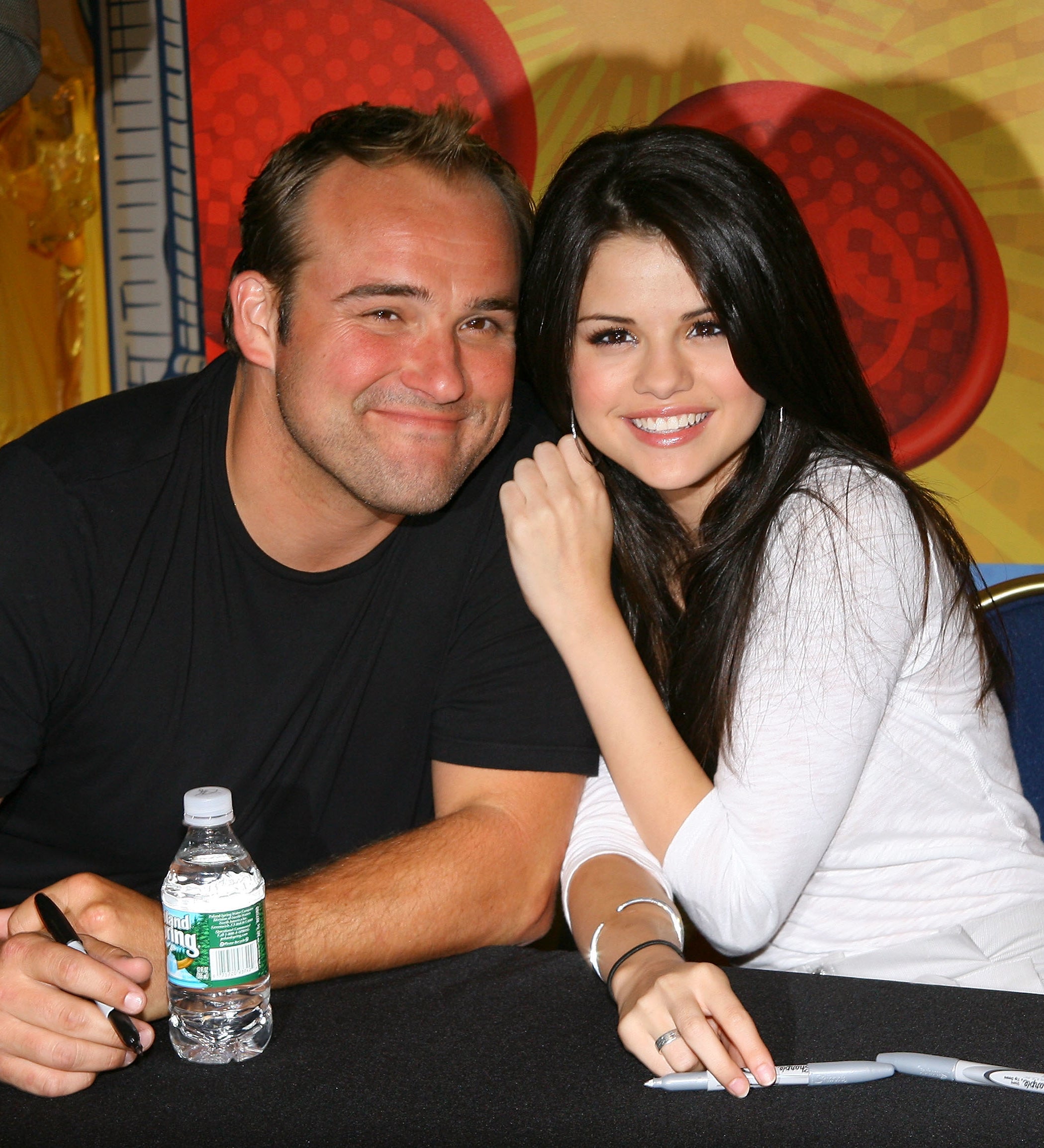 Closeup of David DeLuise and Selena Gomez