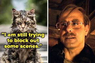 A wet cat beside a quote and an image of a man with glasses and a mustache