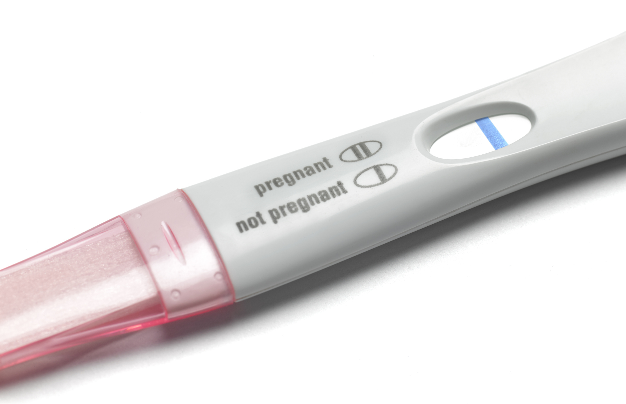 Pregnancy test showing a positive result with one blue line next to &#x27;pregnant&#x27;