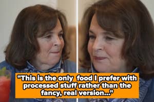 Ina Garten reacting to something on camera in an interview