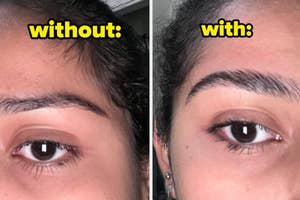 a before and after for a brow gel
