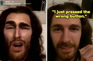 Hozier posted with the Handsome Squidward filter, then said he "just pressed the wrong button"