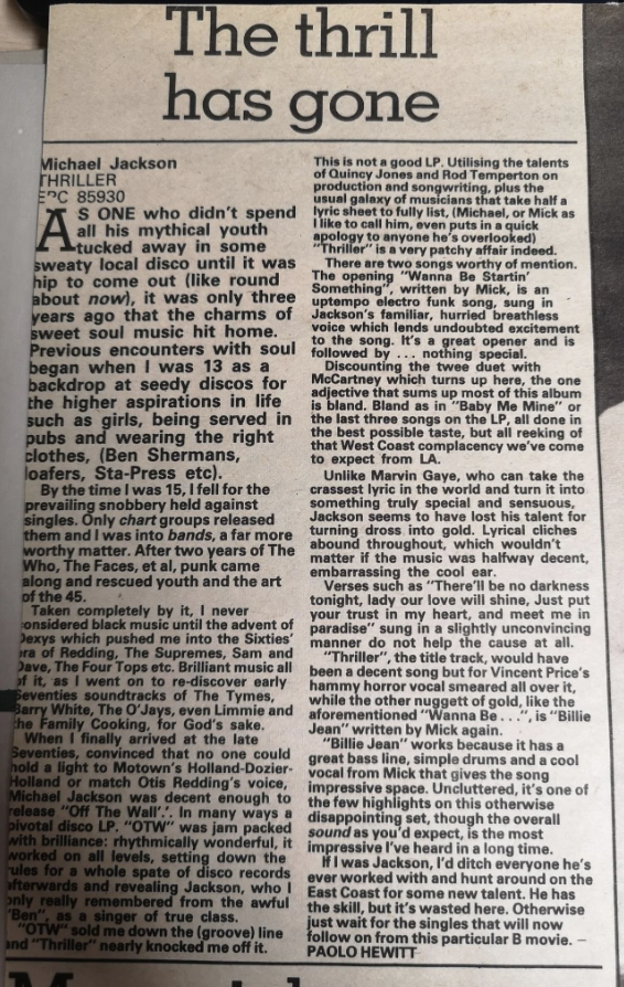 Summarized text: Article discusses Michael Jackson's impact on music and performance, highlighting his "Thriller" album success and its revolutionary music video