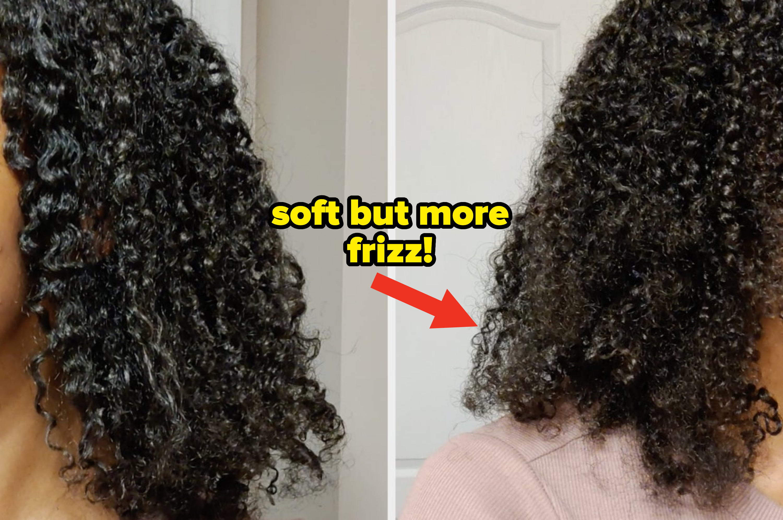 Side-by-sides of my curly hair; the ends are getting frizzier and less defined