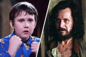 Split image of actor as a child on left and as an adult on right, in differing roles