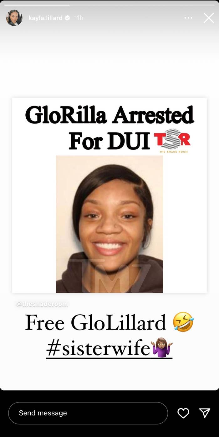Mugshot of GloRilla with headline &quot;GloRilla Arrested For DUI&quot; and hashtag #FreeGloRife