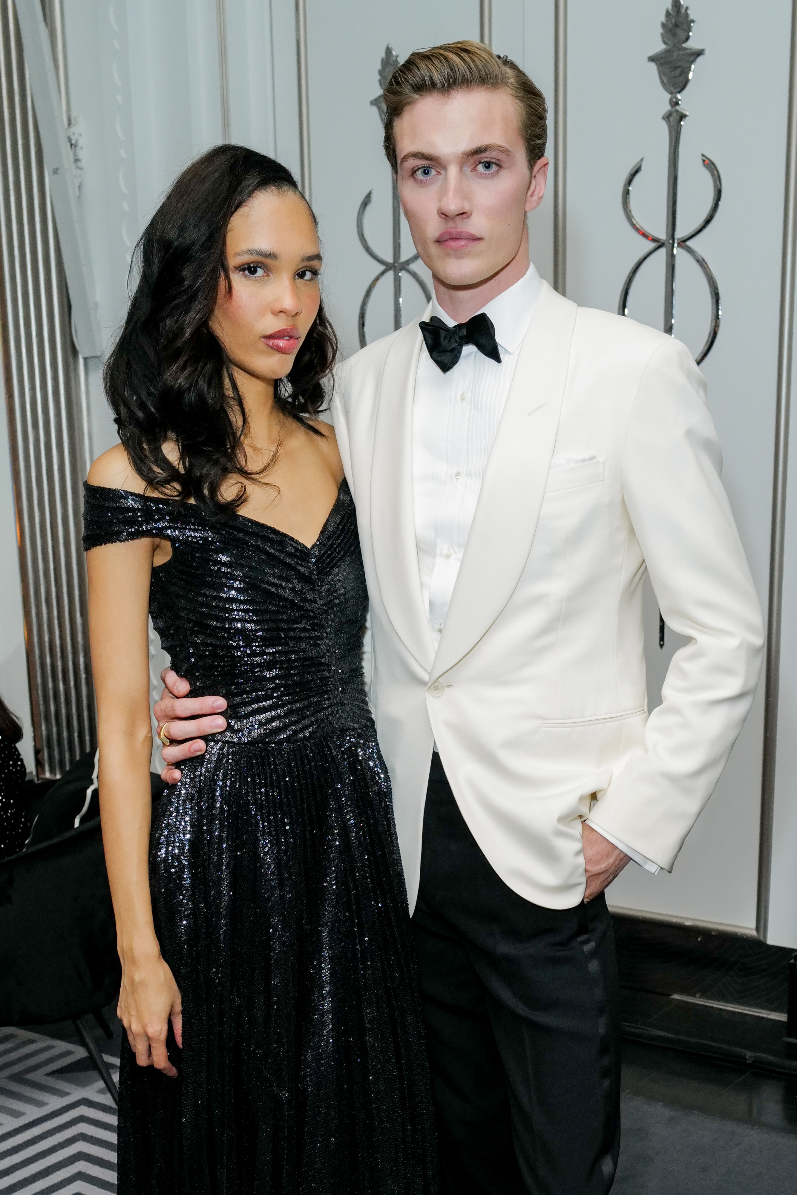 Nara and Lucky Blue Smith in formal wear