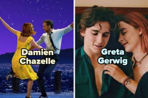 Parejas de películas: a la izquierda, una pareja baila en alto; a la derecha, un joven pareja acostados juntos