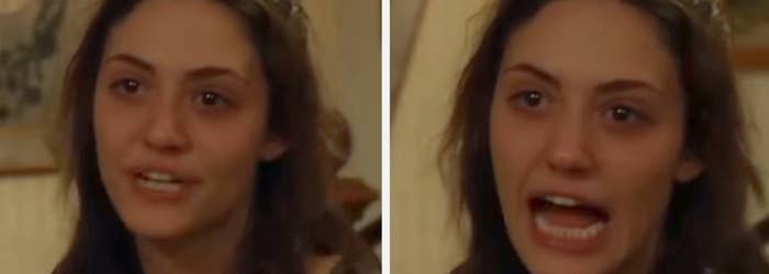 Woman with a distressed expression, split image showing two different emotional moments