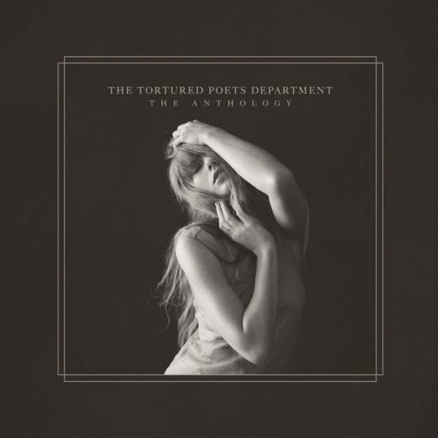 Album cover for The Tortured Poets Department, titled "The Anthology," featuring a woman with her hand in her hair