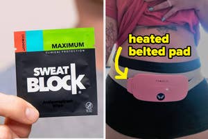 sweat block wipe and heated belt pad
