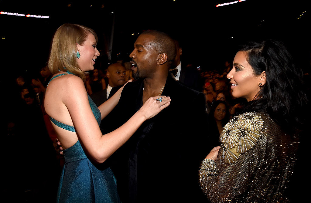 Taylor speaking with Kanye and Kim
