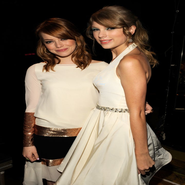 Emma Stone and Taylor Swift posing for a photo together