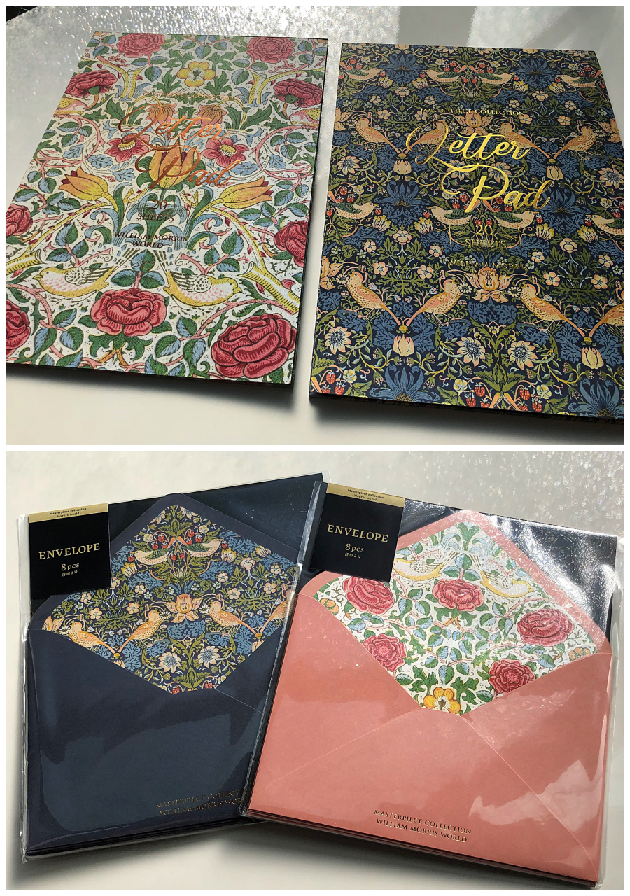 セリアのおすすめ文房具「便箋20P ウィリアム・モリスワールド 」「封筒 8P ウィリアム・モリスワールド」