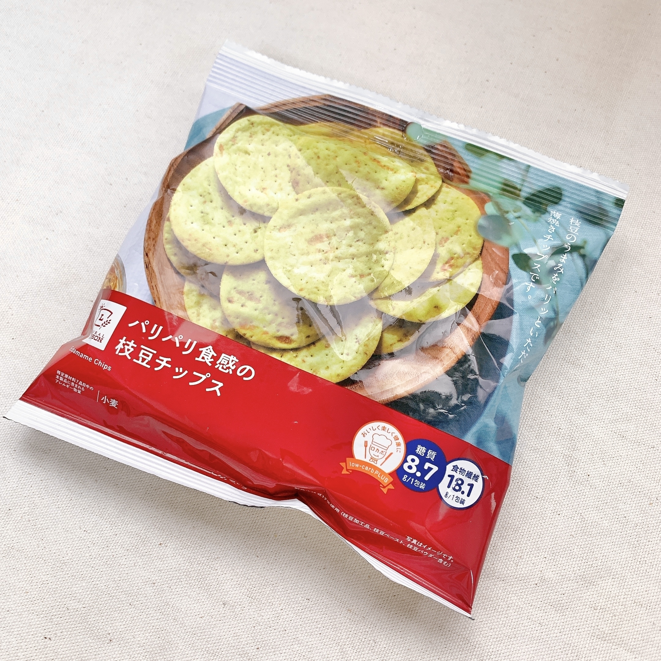 ローソンのオススメのスナック「パリパリ食感の枝豆チップス 38g」