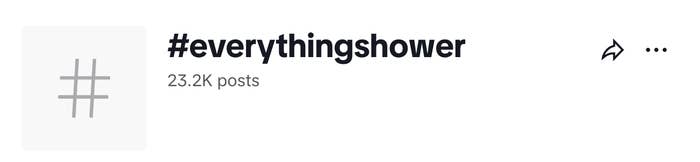 Hashtag 'everythingshower' with 23.2K posts, displayed beside a symbol