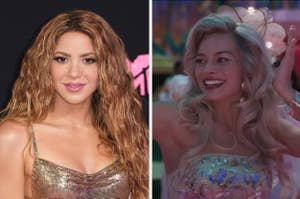 Shakira in a sequined top; Margot Robbie as Harley Quinn in "Suicide Squad" with a bejeweled jacket