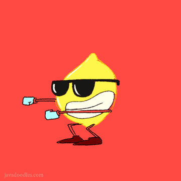 Dibujo animado de un limón con gafas y guantes haciendo ejercicio