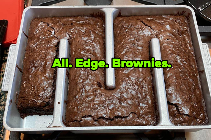 reviewers all edge brownie pan with brownies in it