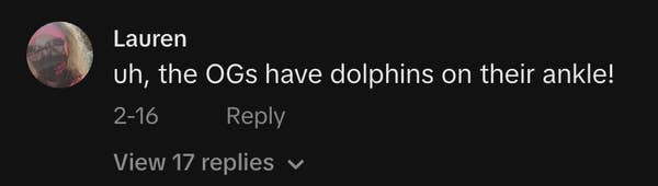 Comment by Lauren about OG Gen X&#x27;ers having dolphins on their ankle